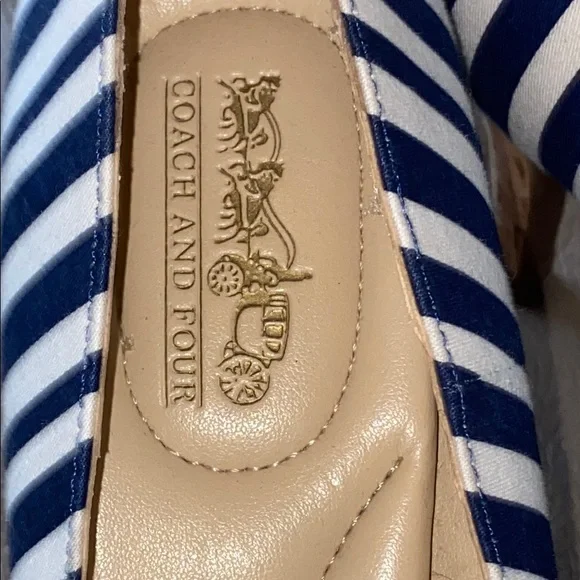 Coach and Four Navy and White Striped Women's Shoes - Picture 2 of 5